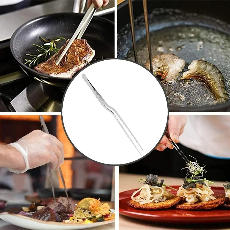3/1Pcs Kitchen Tweezer Utensil BBQ Tweezer Food Clip Kitchen Bar Chief Tong Stainless Steel Portable for Picnic Barbecue Cooking thumbnail 5