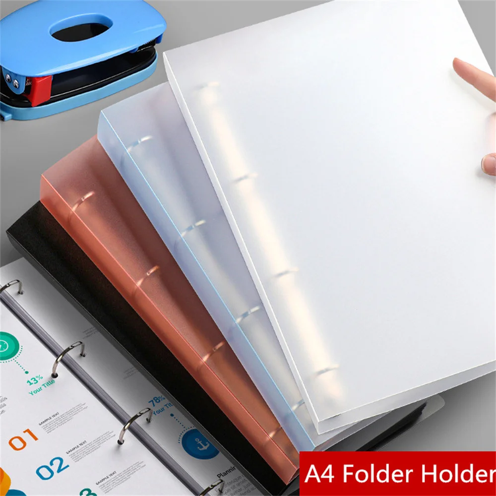 A4 Binder 4 Hole Binder D-Type Punch Folder Office Storage File Ring Waterproof Test Paper Data Storage Folder Learning Supplies thumbnail 3