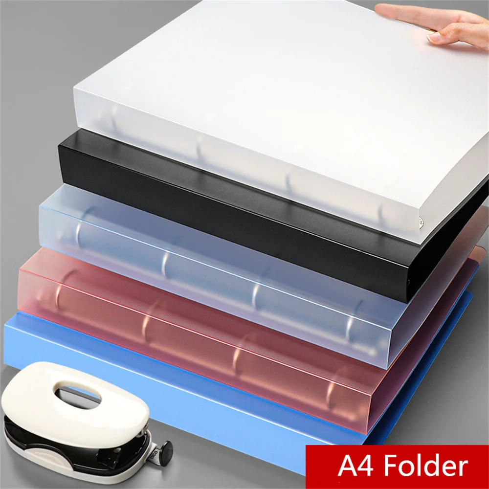 A4 Binder 4 Hole Binder D-Type Punch Folder Office Storage File Ring Waterproof Test Paper Data Storage Folder Learning Supplies thumbnail 2