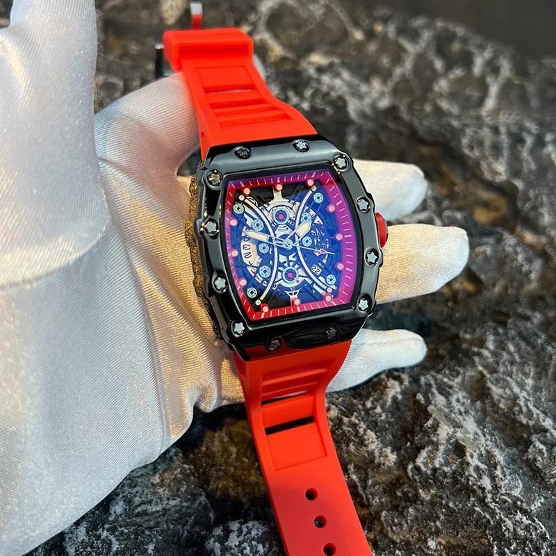 Men's Watch Light Luxury Brand Wine Barrel dial Fashionable Night Glow Sports Watch Calendar Clock Reloj L146 thumbnail 5