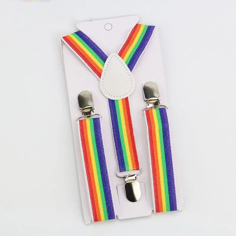 Boys Girls Rainbow Strap Clip Colorful Striped Suspender Adjustable Suspender For Kids thumbnail 6