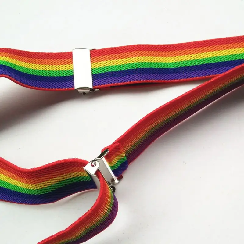 Boys Girls Rainbow Strap Clip Colorful Striped Suspender Adjustable Suspender For Kids thumbnail 4