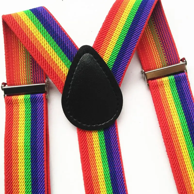 Boys Girls Rainbow Strap Clip Colorful Striped Suspender Adjustable Suspender For Kids thumbnail 2