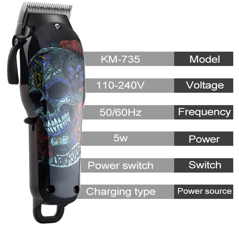 Kemei Cordless hair clipper professional hair trimmer men electric powerful beard hair cutting machine lithium battery 100v-240v thumbnail 6