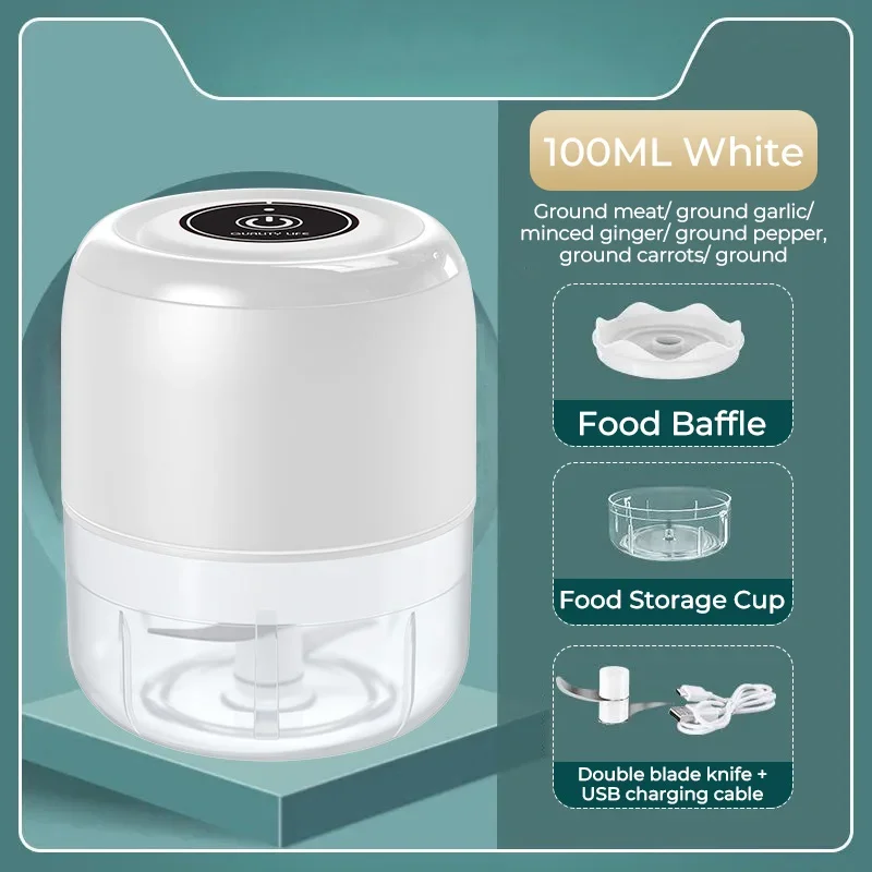 100/250mL Mini Electric Garlic Chopper Vegetable Chili Meat Ginger Masher Machine Sturdy Durable USB Charging Blenders Kitchen thumbnail 6