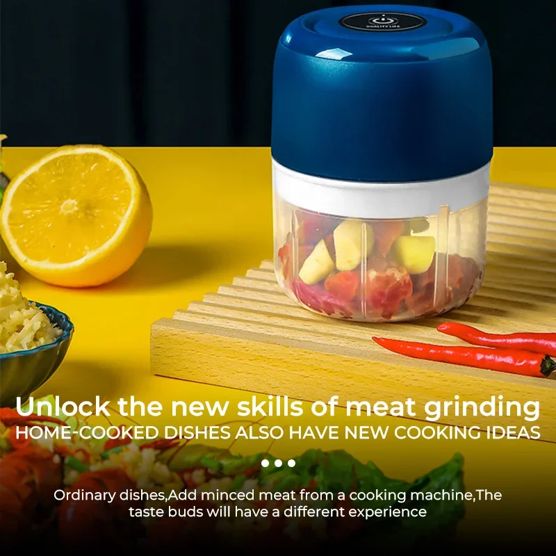 100/250mL Mini Electric Garlic Chopper Vegetable Chili Meat Ginger Masher Machine Sturdy Durable USB Charging Blenders Kitchen thumbnail 2