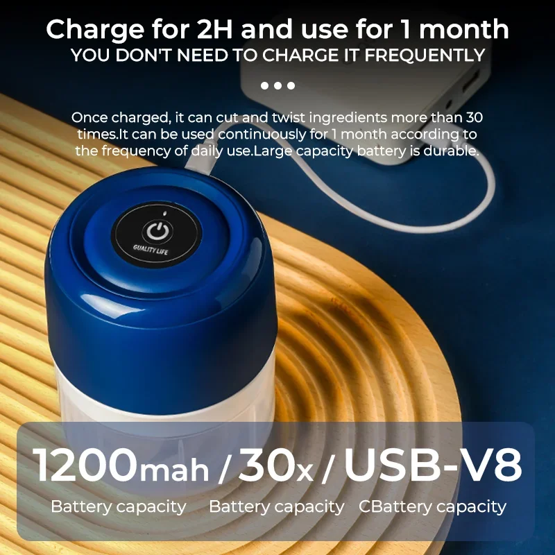 100/250mL Mini Electric Garlic Chopper Vegetable Chili Meat Ginger Masher Machine Sturdy Durable USB Charging Blenders Kitchen thumbnail 4