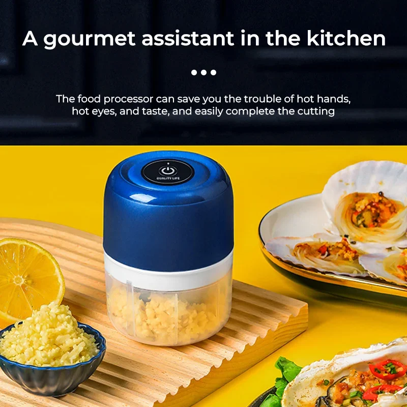 100/250mL Mini Electric Garlic Chopper Vegetable Chili Meat Ginger Masher Machine Sturdy Durable USB Charging Blenders Kitchen thumbnail 3