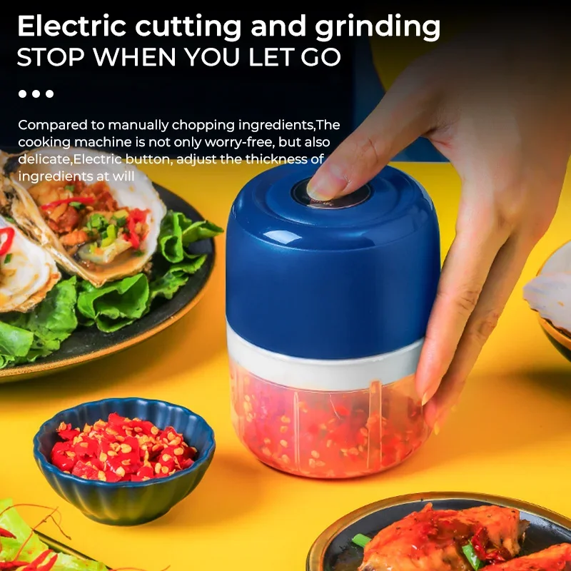 100/250mL Mini Electric Garlic Chopper Vegetable Chili Meat Ginger Masher Machine Sturdy Durable USB Charging Blenders Kitchen thumbnail 5