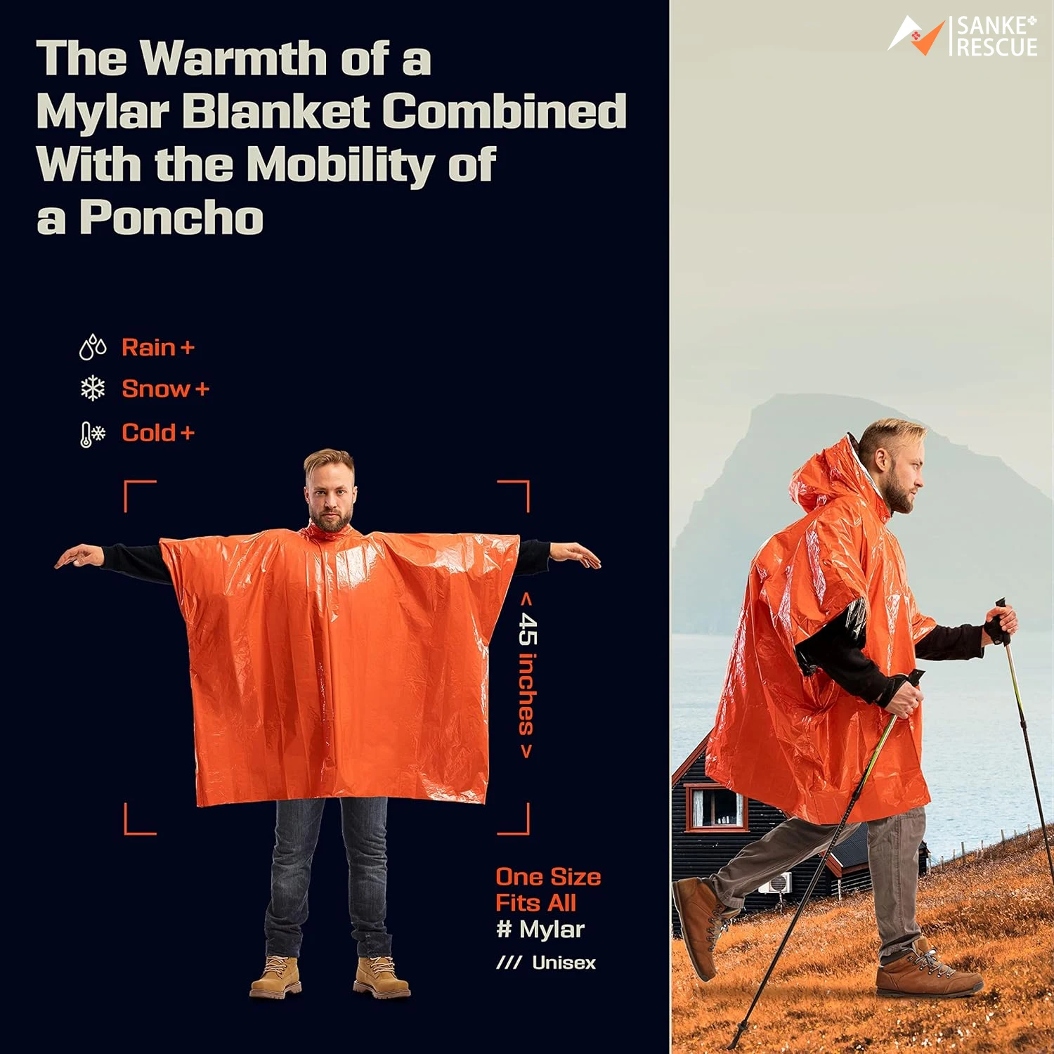 Emergency Rain Poncho Thermal Blanket Poncho Weather Proof Outdoor Survival Camping Gear Survival Gadgets thumbnail 2