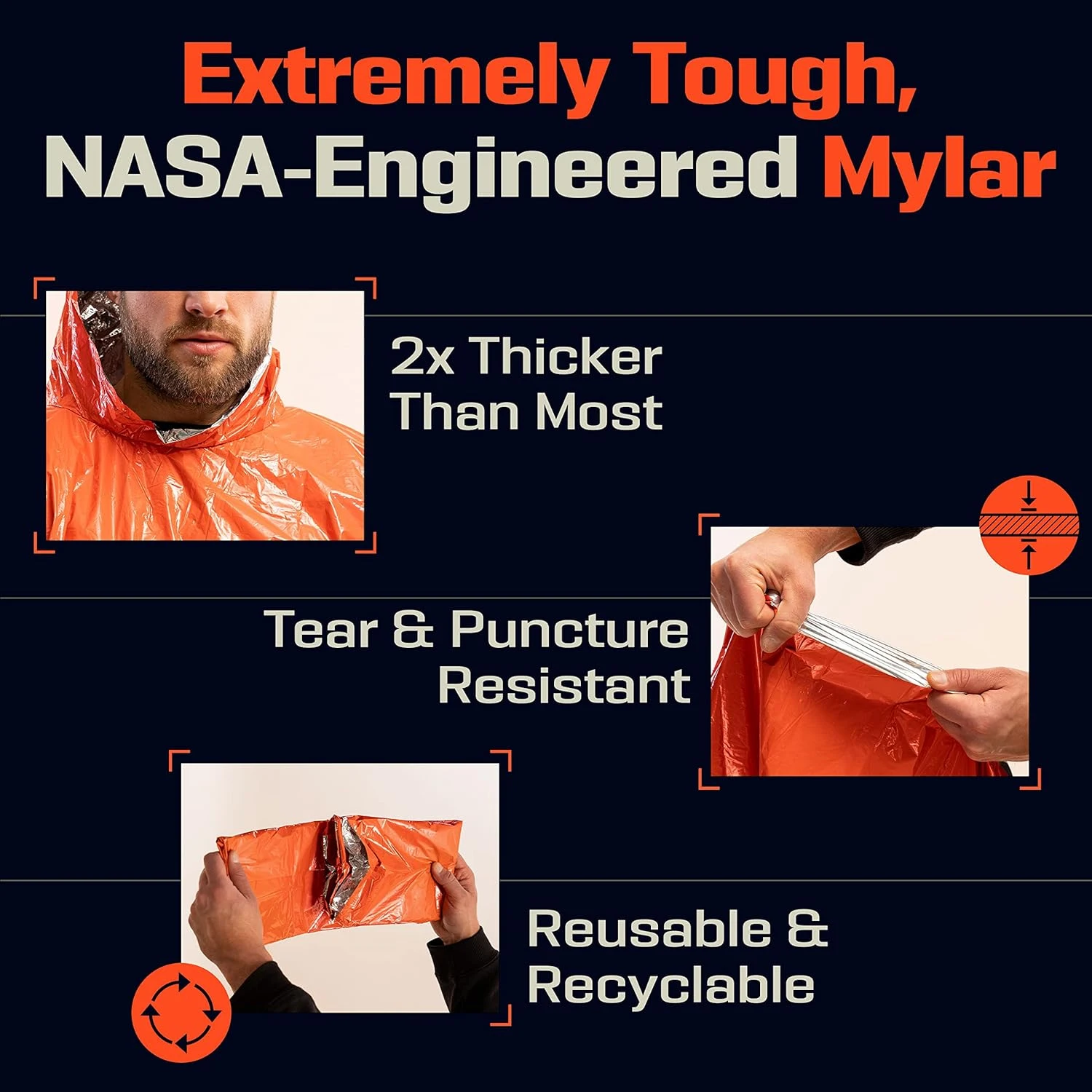 Emergency Rain Poncho Thermal Blanket Poncho Weather Proof Outdoor Survival Camping Gear Survival Gadgets thumbnail 4