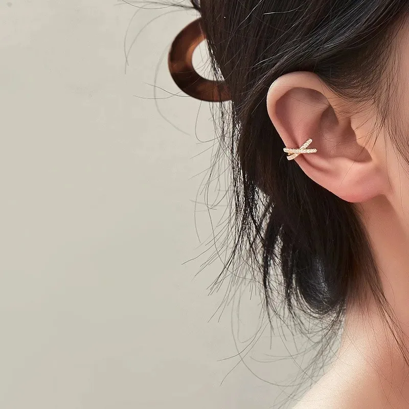 1pc 2024 Metal Zircon Ear Cuff Ear Clip for Women No Pierced C-Shaped Geometric Small Earcuff Ear Wrap Earcuff Clips Jewelry thumbnail 2