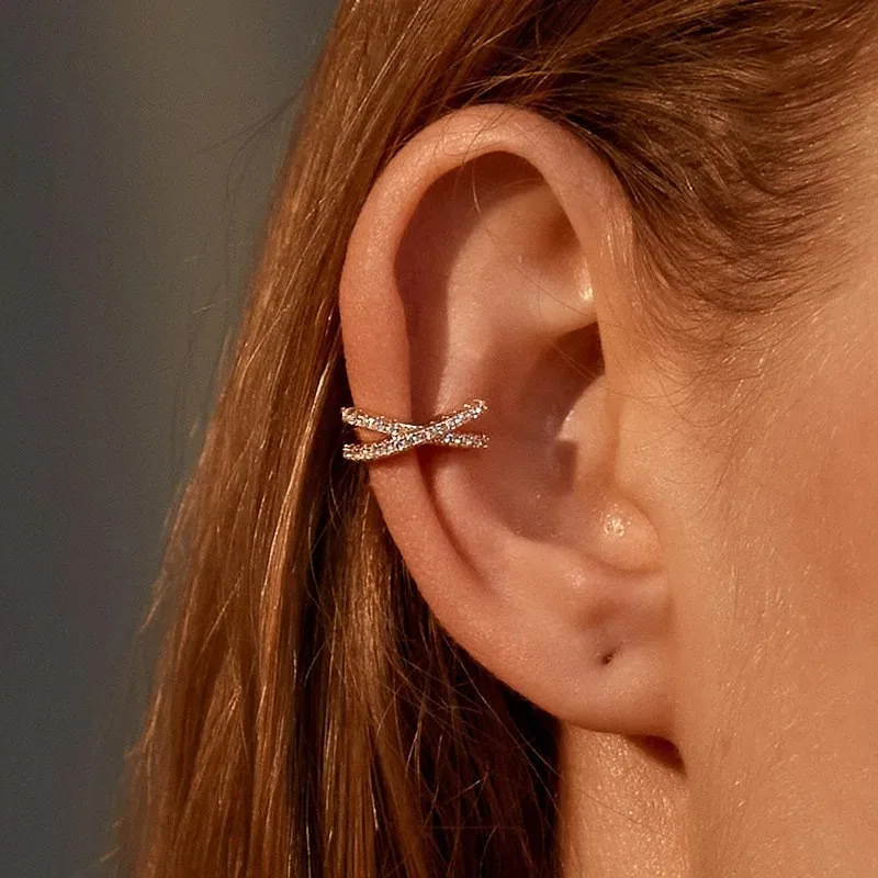 1pc 2024 Metal Zircon Ear Cuff Ear Clip for Women No Pierced C-Shaped Geometric Small Earcuff Ear Wrap Earcuff Clips Jewelry thumbnail 3