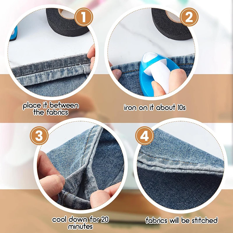 1Pc Hot Melt Double-Sided Tape Self-Adhesive Pants Paste Iron on Trousers Fabrics For DIY Sewing Craft Patchwork Supplies thumbnail 5