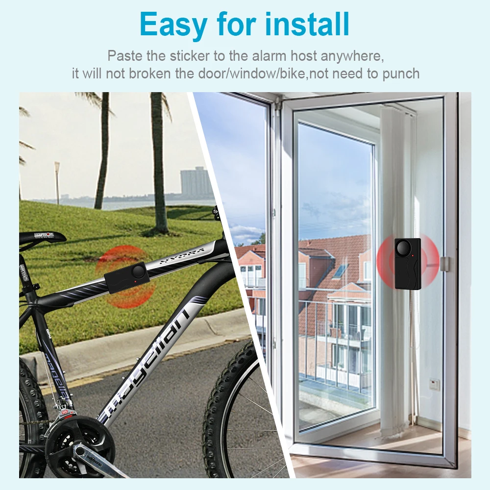 Extractme Wireless Vibration Bike Alarm With Remote Control Anti-Theft Alarm 110dB Loud Bike Door Window Motorcycle Security Ala thumbnail 3
