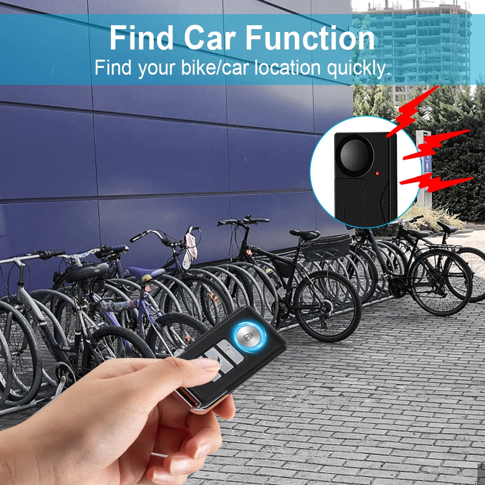 Extractme Wireless Vibration Bike Alarm With Remote Control Anti-Theft Alarm 110dB Loud Bike Door Window Motorcycle Security Ala thumbnail 2