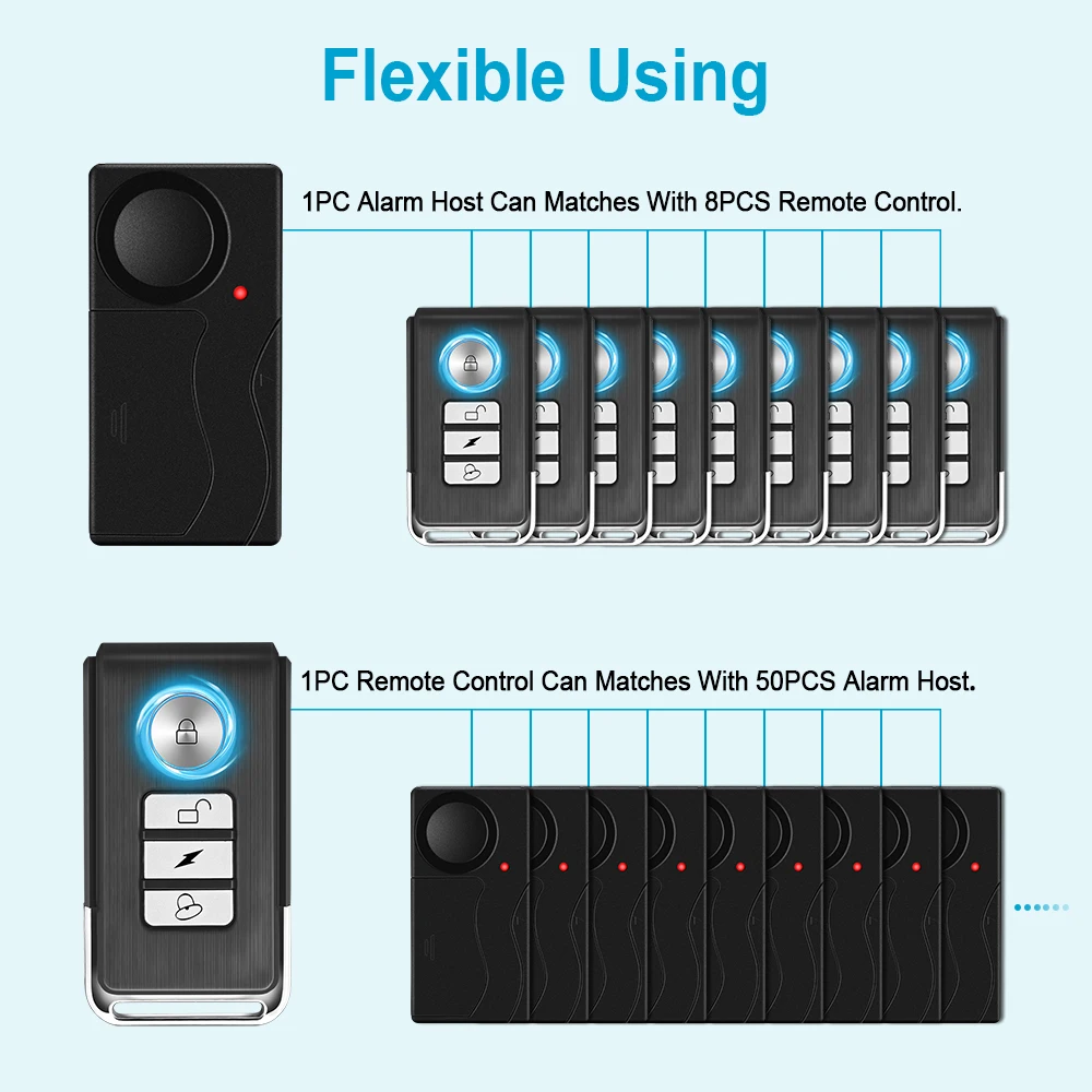 Extractme Wireless Vibration Bike Alarm With Remote Control Anti-Theft Alarm 110dB Loud Bike Door Window Motorcycle Security Ala thumbnail 5