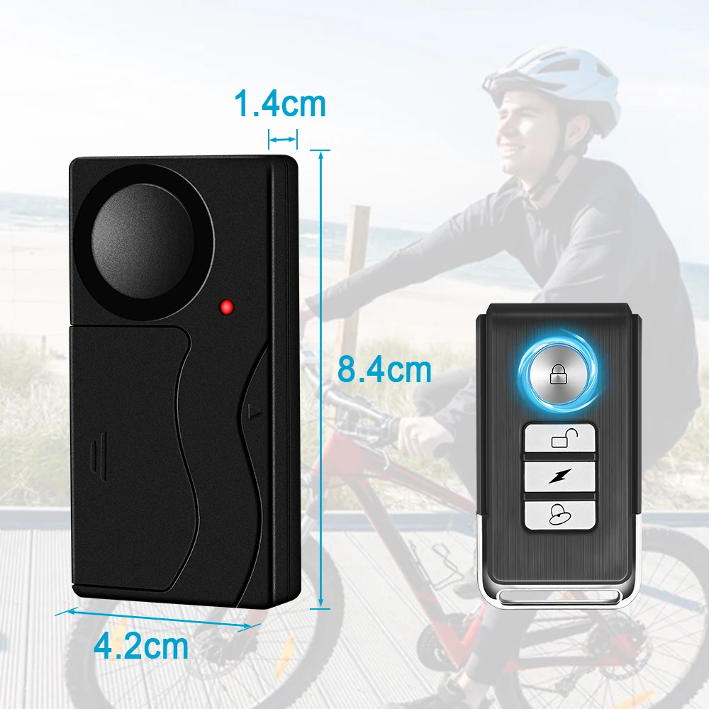 Extractme Wireless Vibration Bike Alarm With Remote Control Anti-Theft Alarm 110dB Loud Bike Door Window Motorcycle Security Ala thumbnail 6