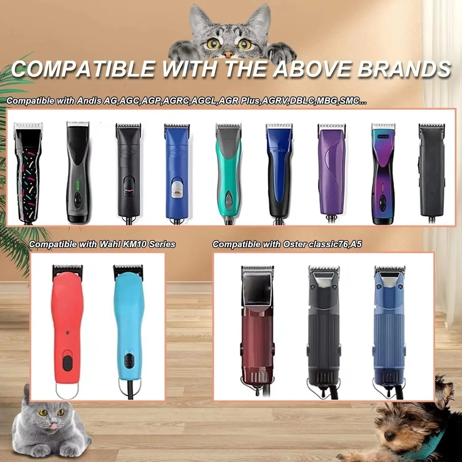 3F,4F,5F,7F,9#,10#,30#,40#,50# Detachable Pets Dogs Clipper Blade For Most Andis AG,AGC & BDC,Oster A5,Wahl KM Animals Clippers thumbnail 6