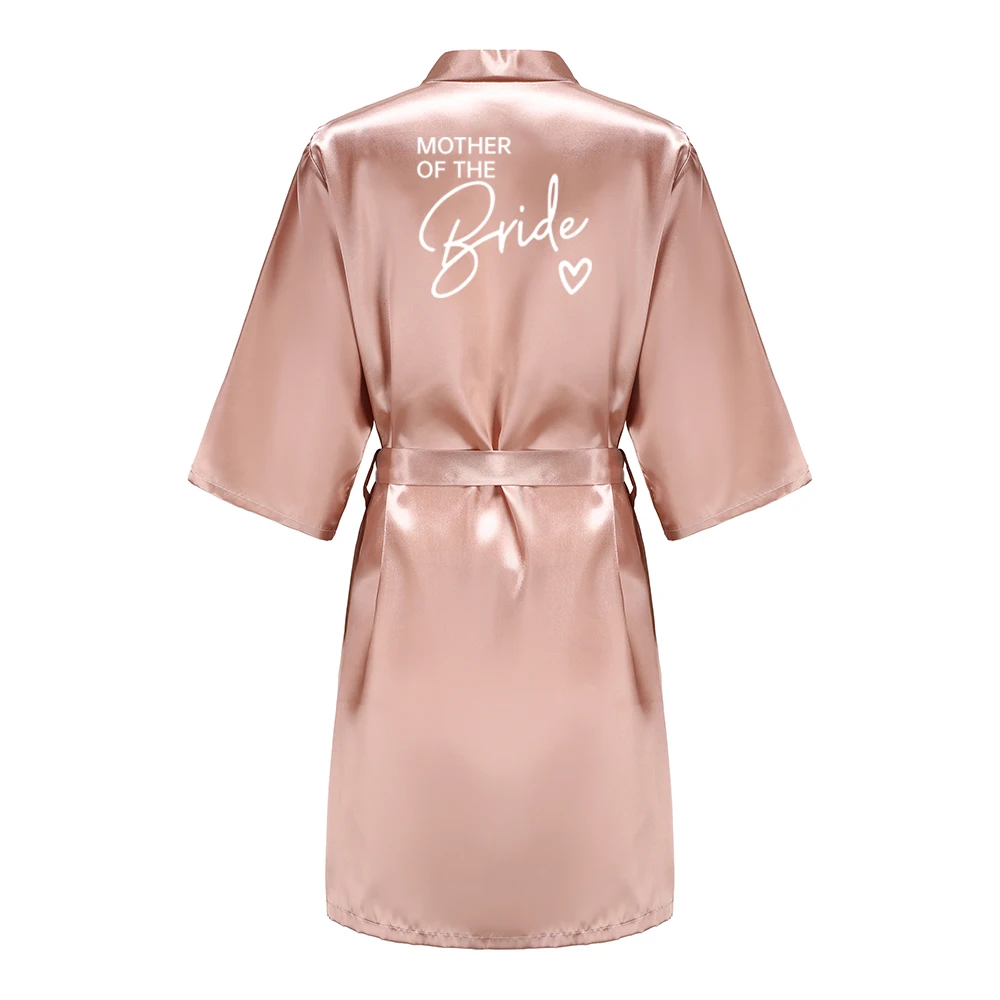 Wedding Party Team Bride Robe Kimono Satin Pajamas Bridesmaid Bathrobe With White Letters YE8171 thumbnail 4