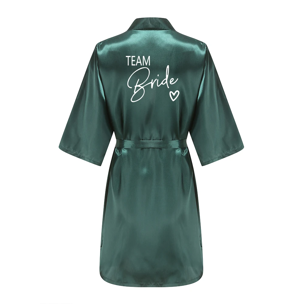 Wedding Party Team Bride Robe Kimono Satin Pajamas Bridesmaid Bathrobe With White Letters YE8171 thumbnail 6