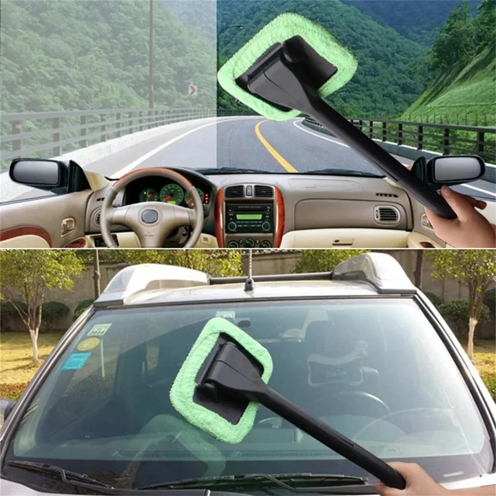 Car Windshield Cleaning Brush Kit Car Window Wiper Home Glass Defogging Dust Towel With Long Handle Cleaner Brush Washing Tool thumbnail 5
