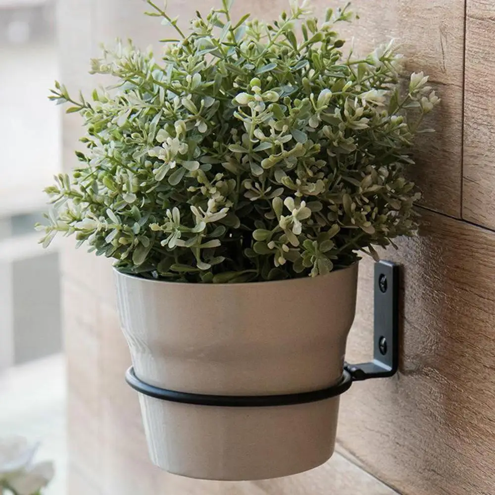 Metal Flower Pot Holder Ring Railing Wall Mounting Planter Pot Stand Stylish Sturdy Planter Rack For Office Outdoor Decor thumbnail 5