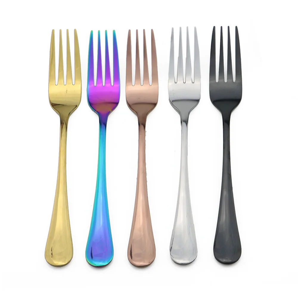 4Pcs Dinner Fork Colorful Rainbow Dinnerware Korean Flatware Dessert Salad Fork Long Handle Tableware Forks Cutlery thumbnail 5