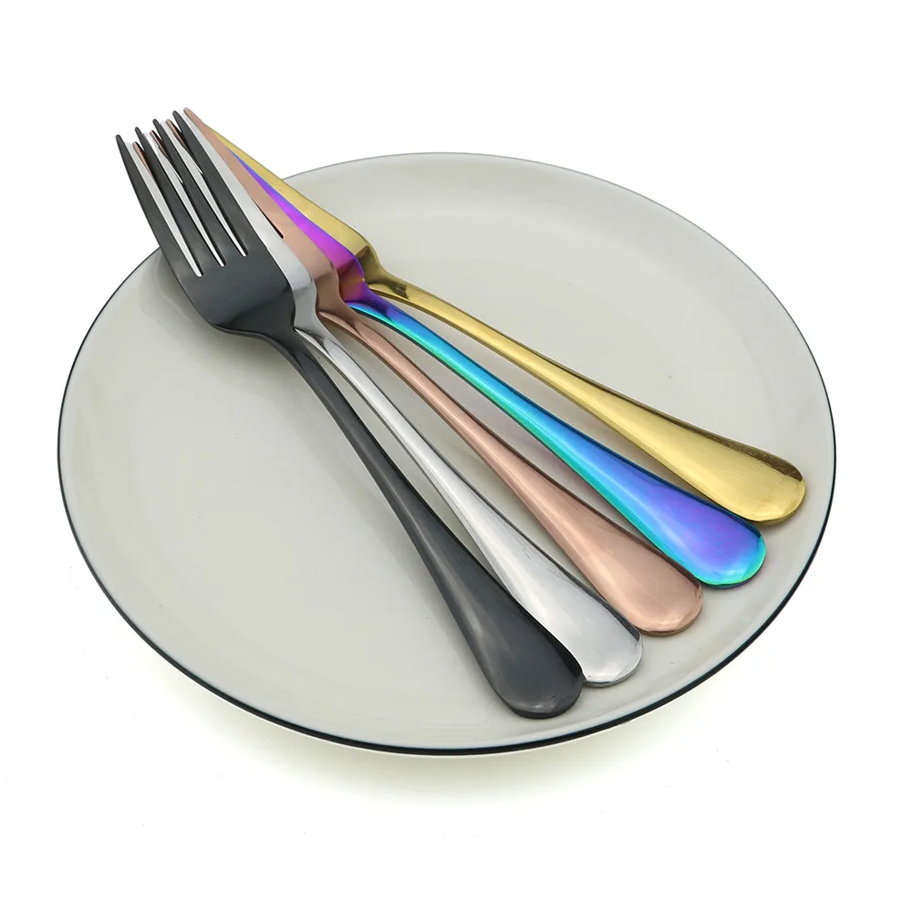 4Pcs Dinner Fork Colorful Rainbow Dinnerware Korean Flatware Dessert Salad Fork Long Handle Tableware Forks Cutlery thumbnail 2