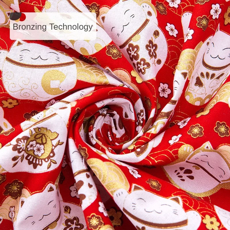 High Quality Printed Bronzing Fabric Japanese By Meters for Hanfu Clothing Sewing Thin Koi Pattern 100% Cotton Cloth Comfortable thumbnail 4