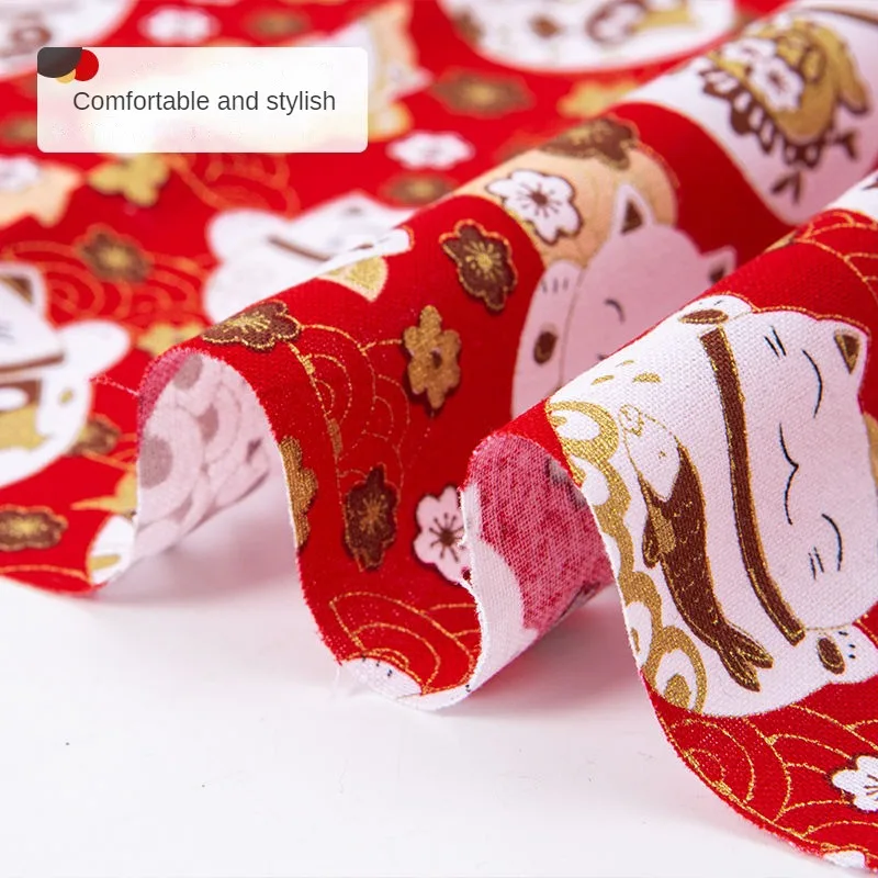 High Quality Printed Bronzing Fabric Japanese By Meters for Hanfu Clothing Sewing Thin Koi Pattern 100% Cotton Cloth Comfortable thumbnail 5