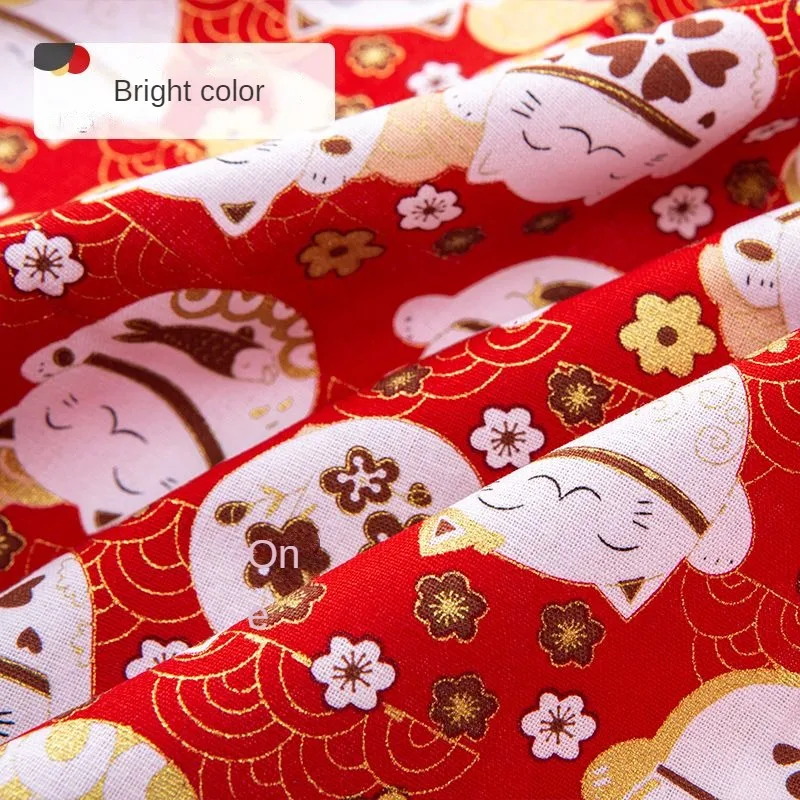 High Quality Printed Bronzing Fabric Japanese By Meters for Hanfu Clothing Sewing Thin Koi Pattern 100% Cotton Cloth Comfortable thumbnail 3