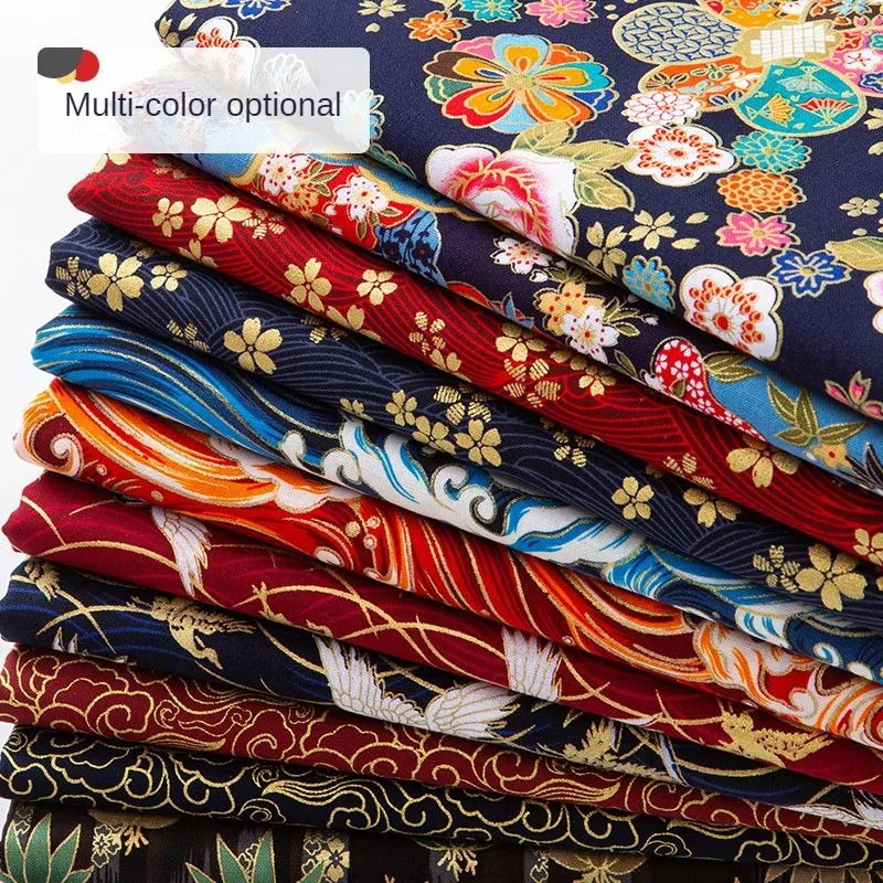 High Quality Printed Bronzing Fabric Japanese By Meters for Hanfu Clothing Sewing Thin Koi Pattern 100% Cotton Cloth Comfortable thumbnail 2