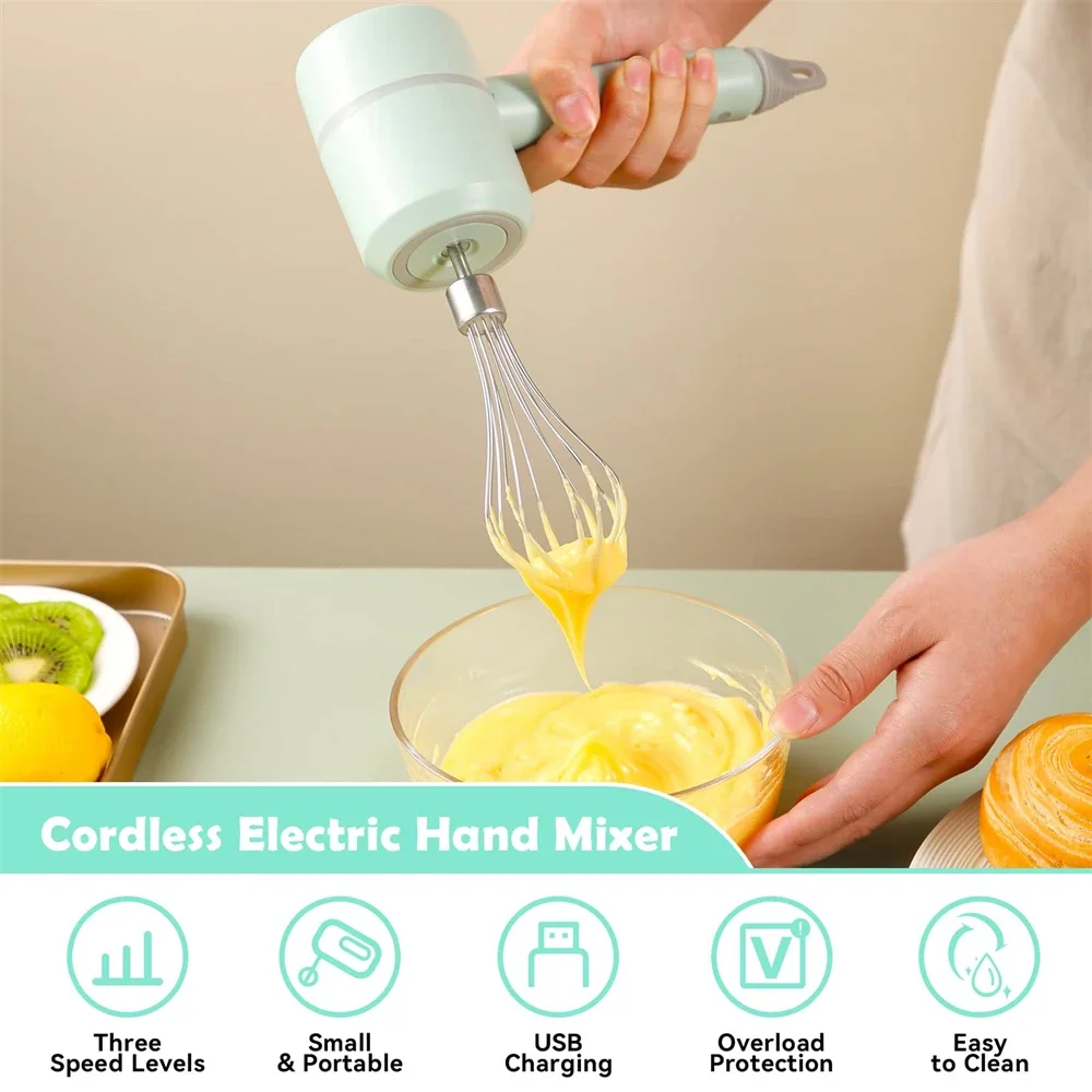 Electric Food Processors Set Portable Blender Mixer Kitchen Tools Hand Mixer Milk Frother Egg Beater Cake Baking Kneading Mixer thumbnail 5