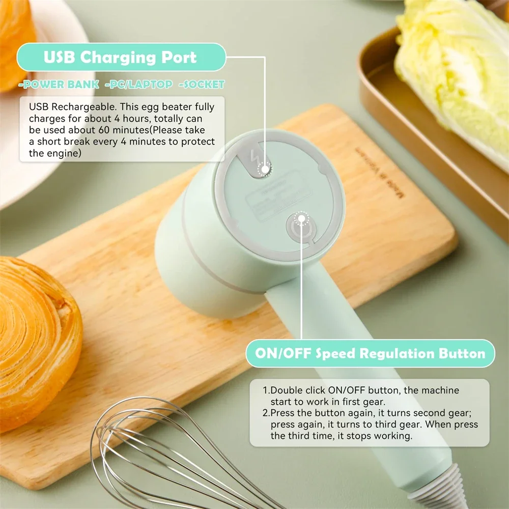 Electric Food Processors Set Portable Blender Mixer Kitchen Tools Hand Mixer Milk Frother Egg Beater Cake Baking Kneading Mixer thumbnail 2