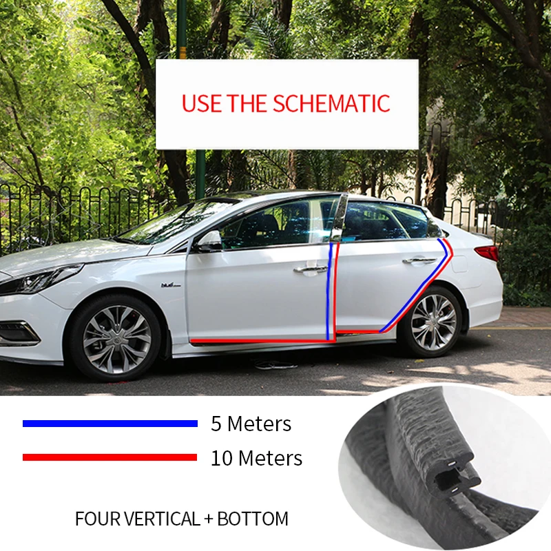 Car Door Edge Protector Universal Auto Door Guard Protective Strips Universal Automobiles Doors Trunk Hood Seal Sealant Strip thumbnail 3