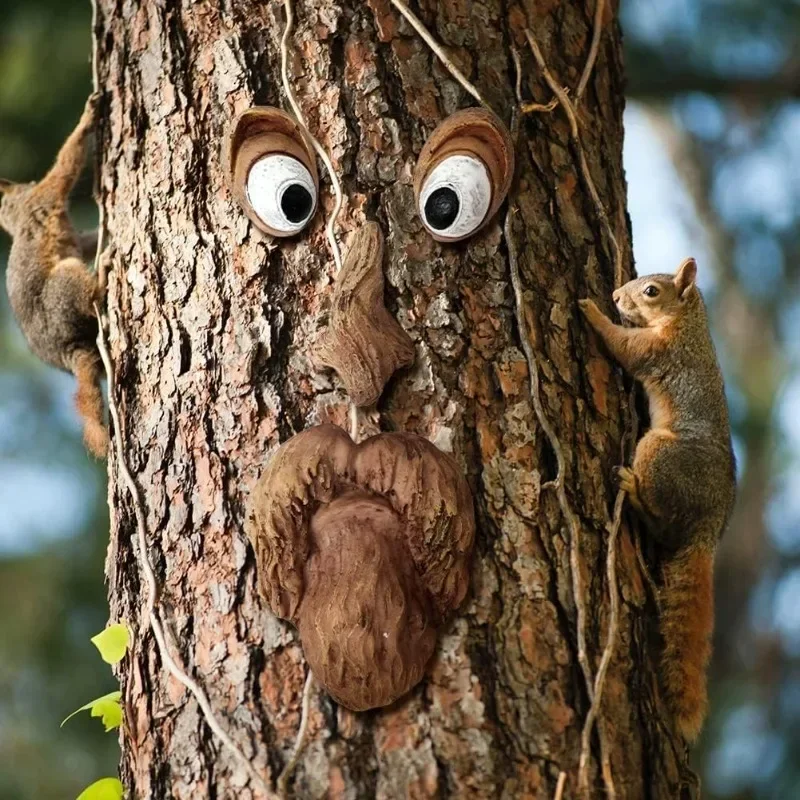 Outdoor Tree Face Statues Old Man Tree Hugger Bark Ghost Face Decoration Funny Yard Art Tree Decor Outdoor Garden Creative Props thumbnail 6