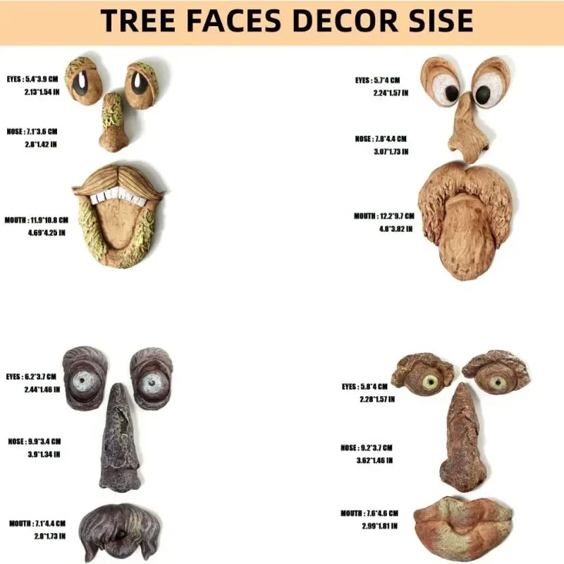 Outdoor Tree Face Statues Old Man Tree Hugger Bark Ghost Face Decoration Funny Yard Art Tree Decor Outdoor Garden Creative Props thumbnail 4