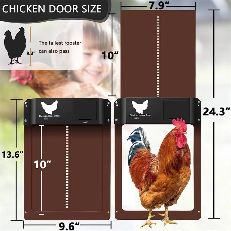 Automatic Chicken Coop Door Chicken House Door Light Sensor Farm Chicken Opener Pets Duck Cage Door Supplies Battery Powered thumbnail 2