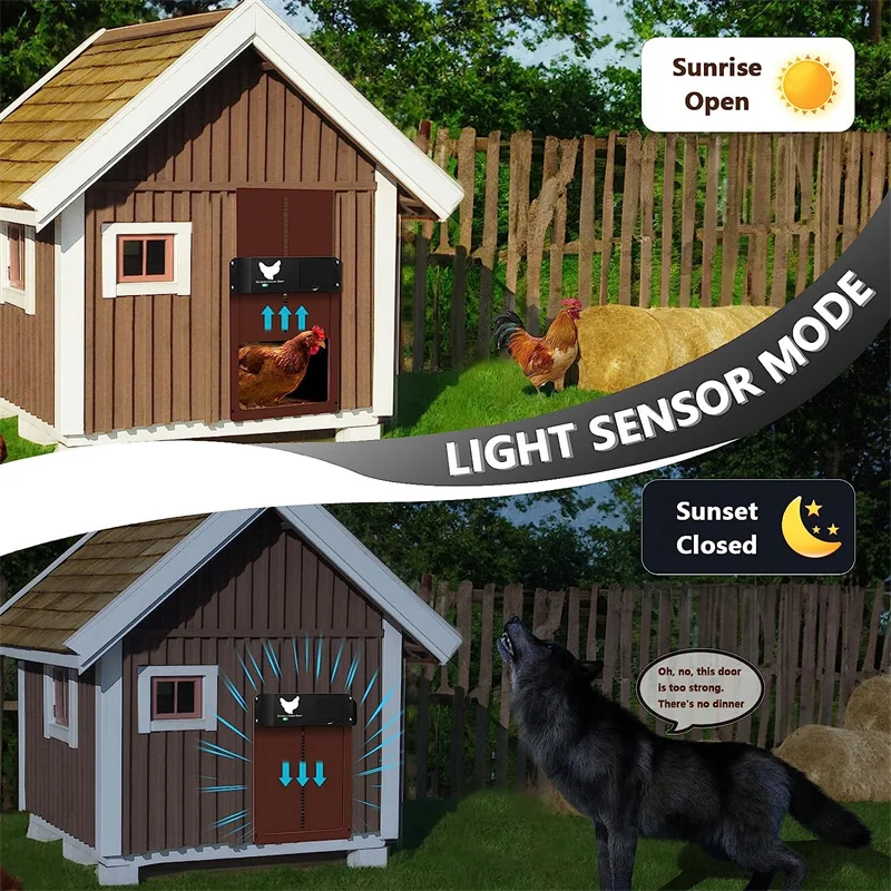 Automatic Chicken Coop Door Chicken House Door Light Sensor Farm Chicken Opener Pets Duck Cage Door Supplies Battery Powered thumbnail 5