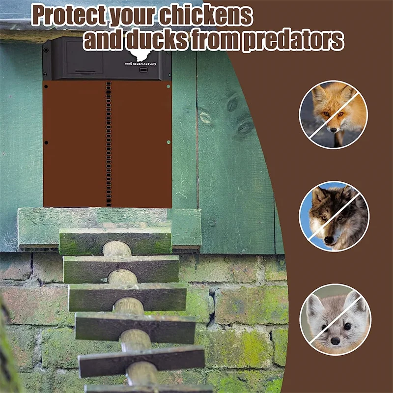 Automatic Chicken Coop Door Chicken House Door Light Sensor Farm Chicken Opener Pets Duck Cage Door Supplies Battery Powered thumbnail 4