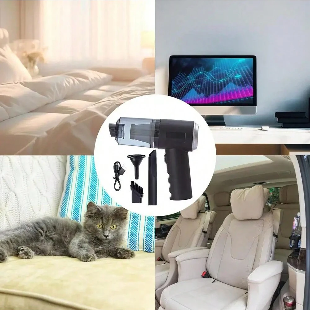 3 In 1 Integrated Suction And Blowing Vacuum Combination Vacuum Cleaner USB Charging Small Car Household Vacuum Cleaner thumbnail 6