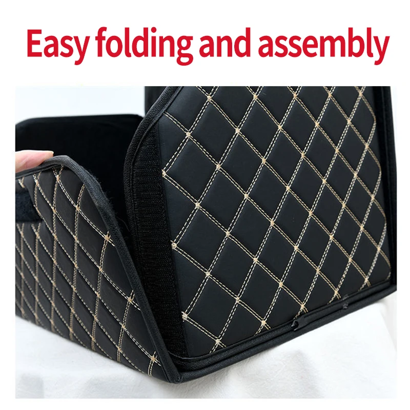 Car Trunk Organizer Box Large Capacity Auto Multiuse Tools Storage Bag Stowing Tidying Leather Folding For Emergency Storage Bo thumbnail 3