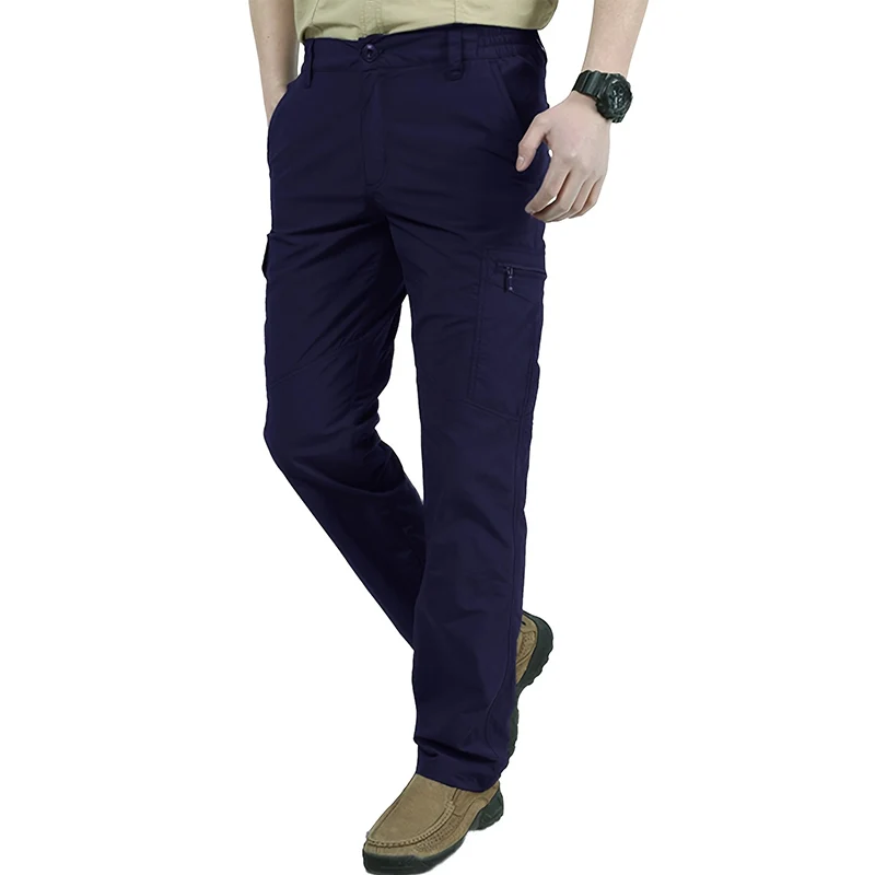 Casual Men Pants Summer Multiple Pockets Cargo Pants Quick Dry Thin Trousers Outdoor Hiking Workout Breathable Long Pant New thumbnail 3