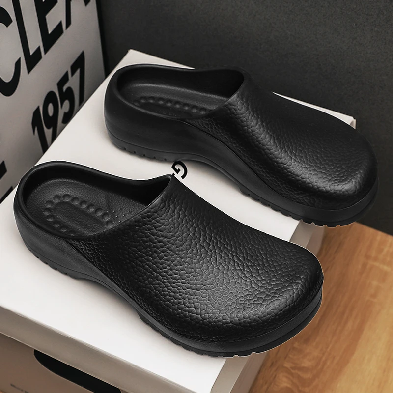 Men Slippers Couples Garden Clog Women Water Proof Chef Shoe Comfortable Sandal Slippers For Pet Workers Outdoor Fishing Shoes thumbnail 3