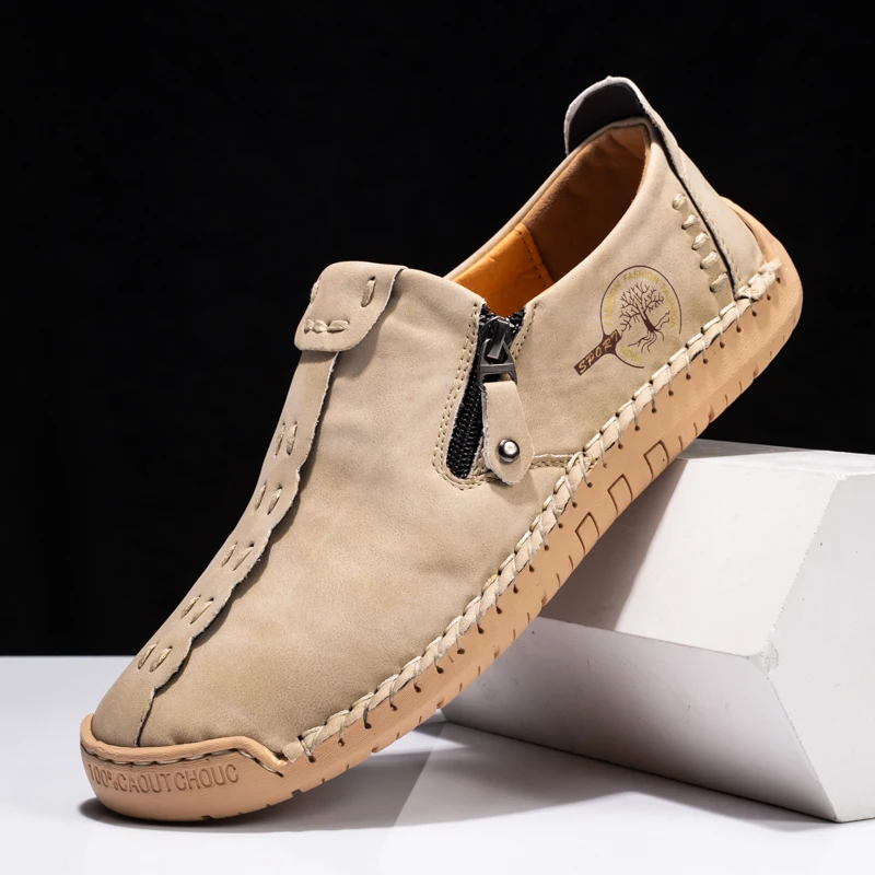 Handmade Leather Men Shoes Casual Slip On Loafers Breathable Leather Shoes Men Flats Hot Sale Moccasins Outdoor Shoes Plus Size thumbnail 2