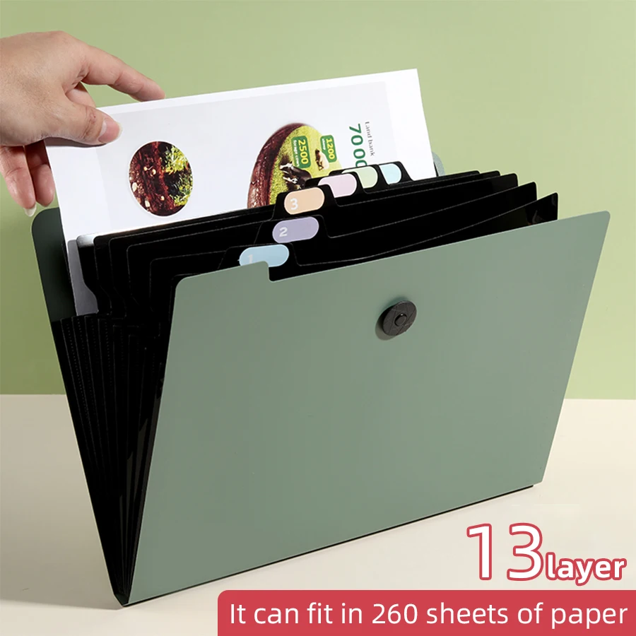 Three Colors Horizontal A4 Folder Students Office Business Trip Multi-layer Large Capacity 5/8/13 Layers Storage Organ Bag thumbnail 2
