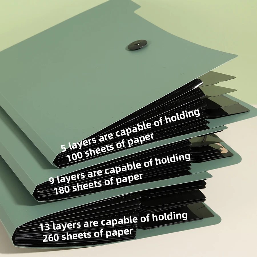 Three Colors Horizontal A4 Folder Students Office Business Trip Multi-layer Large Capacity 5/8/13 Layers Storage Organ Bag thumbnail 3