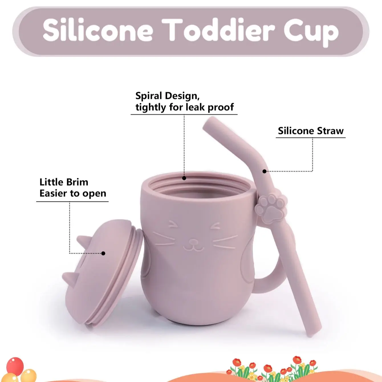 1pcs Baby Silicone Straw Cup Portable Storage Snack Container Feeding Cup Kids Leakproof Learning Drink Cup thumbnail 6