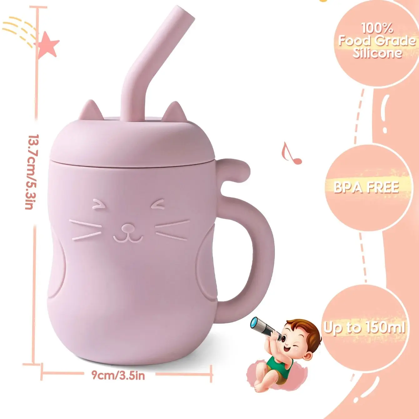 1pcs Baby Silicone Straw Cup Portable Storage Snack Container Feeding Cup Kids Leakproof Learning Drink Cup thumbnail 5